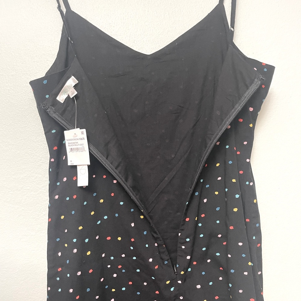 NWT Abound Slip Dress sz M Black with Multi-colored dots - Picture 4 of 6